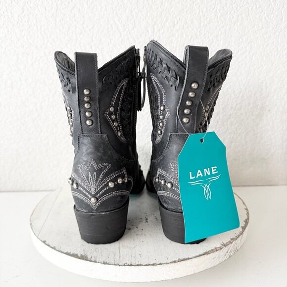 Lane COSSETTE Womens Black Cowboy Bootie 8 Western Cowgirl Short Ankle Boots - Picture 3 of 12